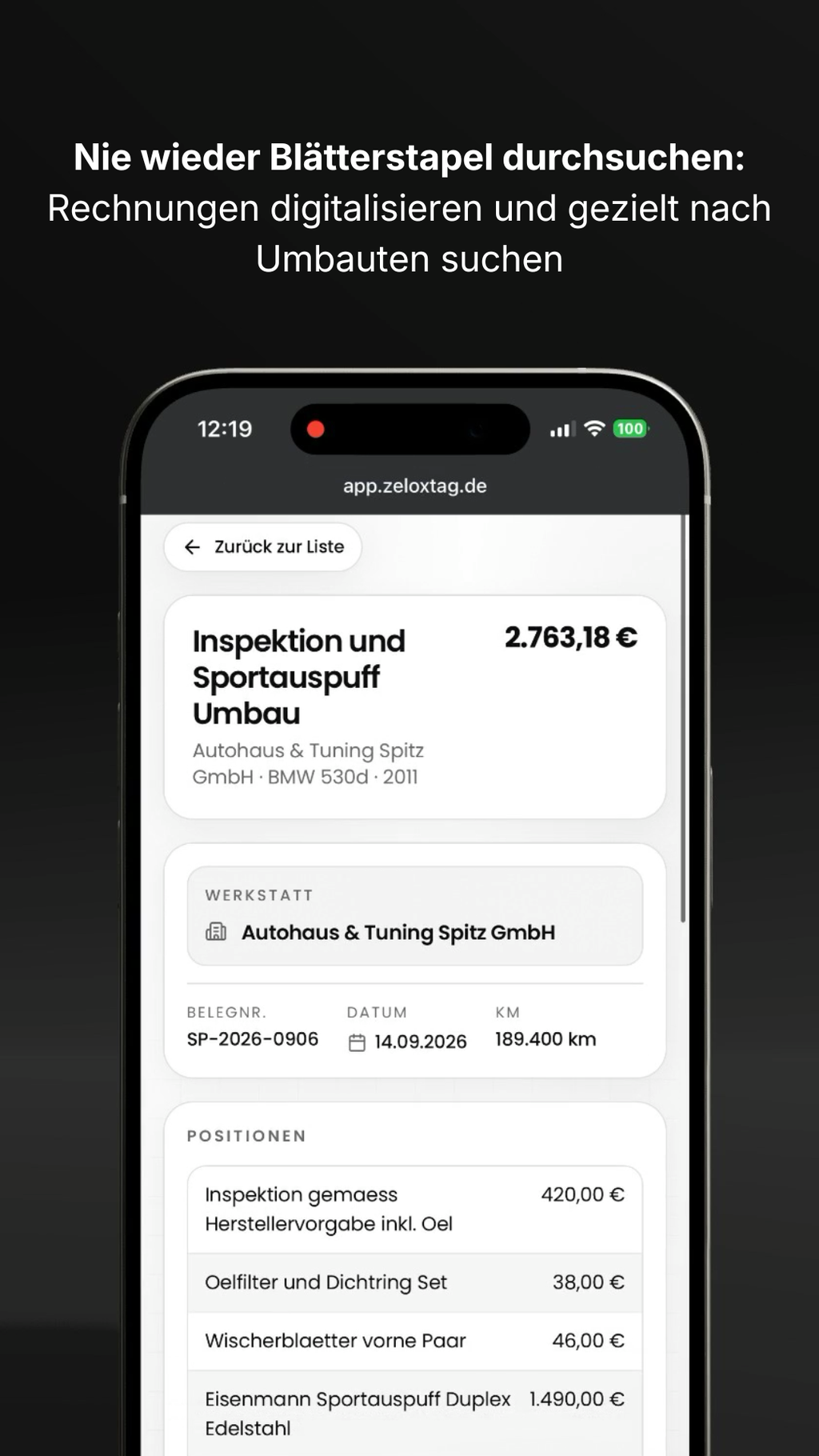 Zelox Tag - Digitaler Fahrzeugpass