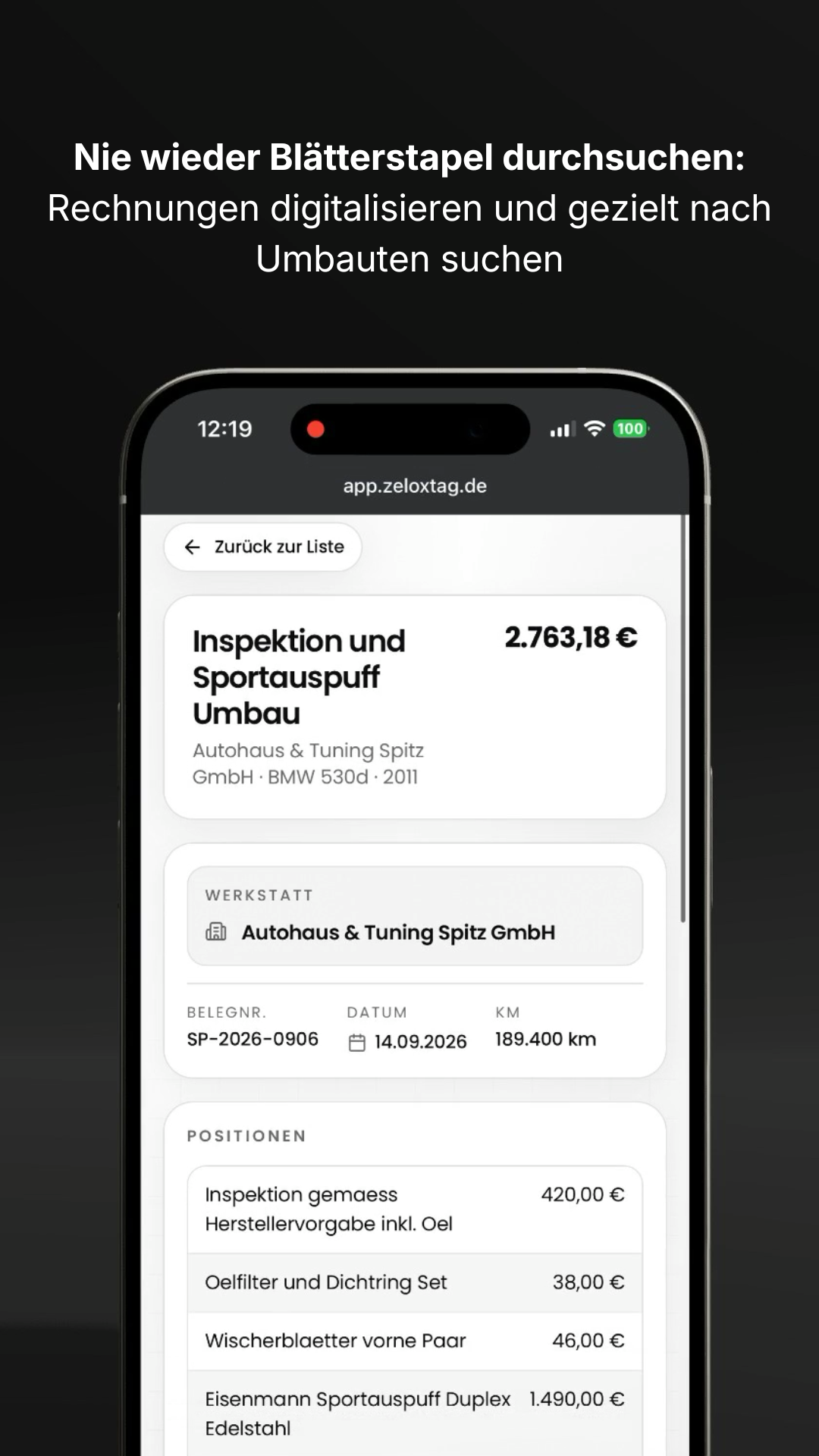 Zelox Tag - Digitaler Fahrzeugpass