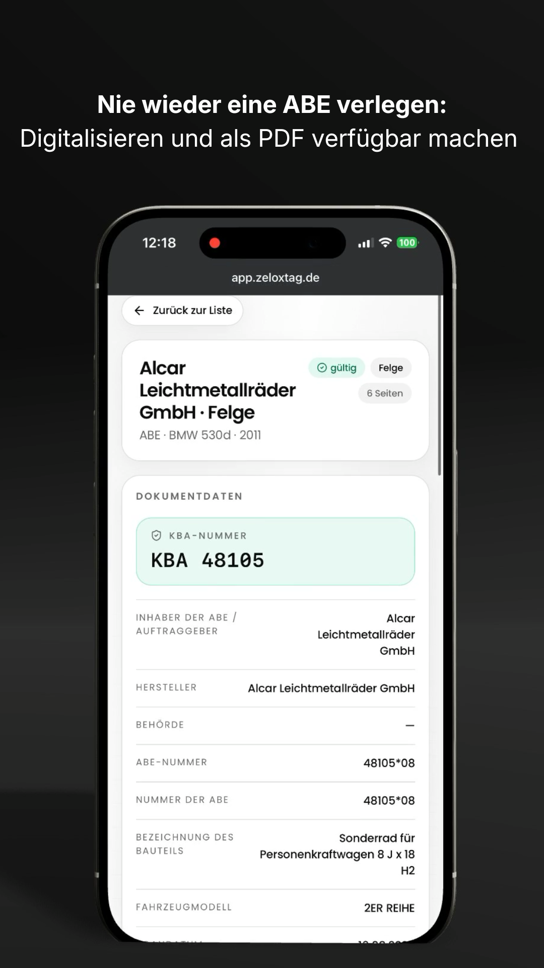 Zelox Tag - Digitaler Fahrzeugpass