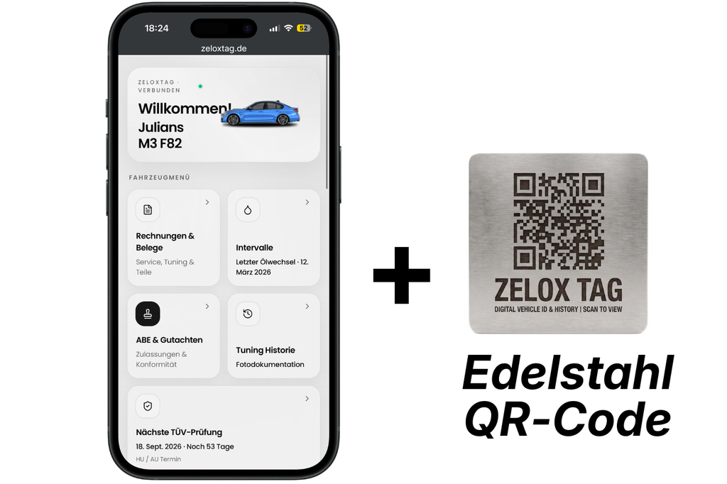 ZaloxTag© QR-Code aus Edelstahl + Digitales Dashboard